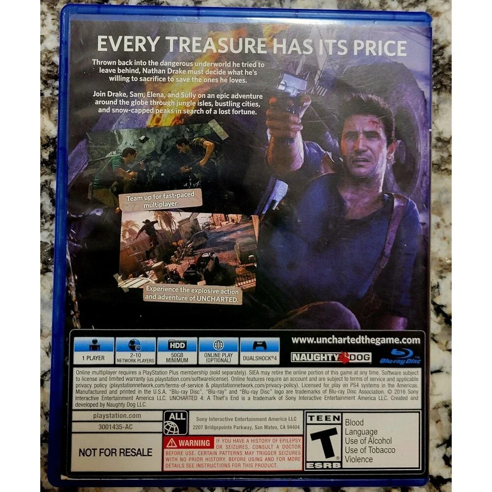 SONY PLAYSTATION 4 PS4:Uncharted 4: A Thief's End,CLN DISC,TESTED,FAST SHIPPING